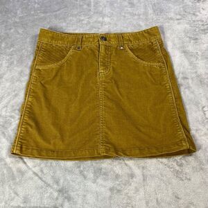 Athleta Women's‎ Mini Skirt Size 4 Mustard Yellow Corduroy5-Pocket Casual Cotton
